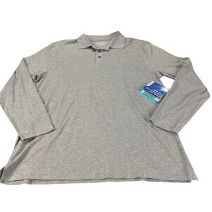 Coolibar Mens Coppitt LS Weekend Polo Shirt Gray UPF 50+ Sun Protection Large